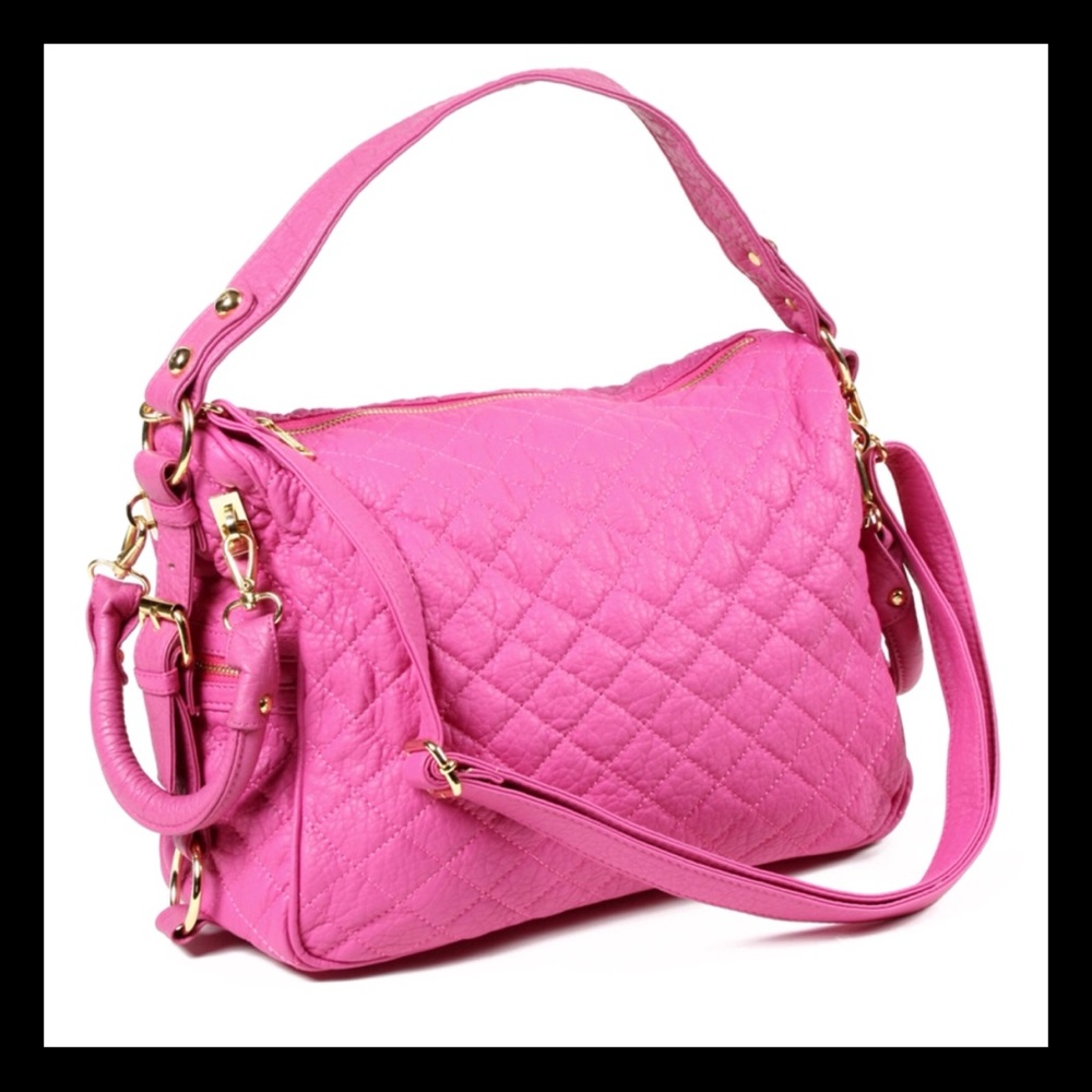 NWT Gorgeous Soft Pink Leather Quilted Handbag - Picture 1 of 6